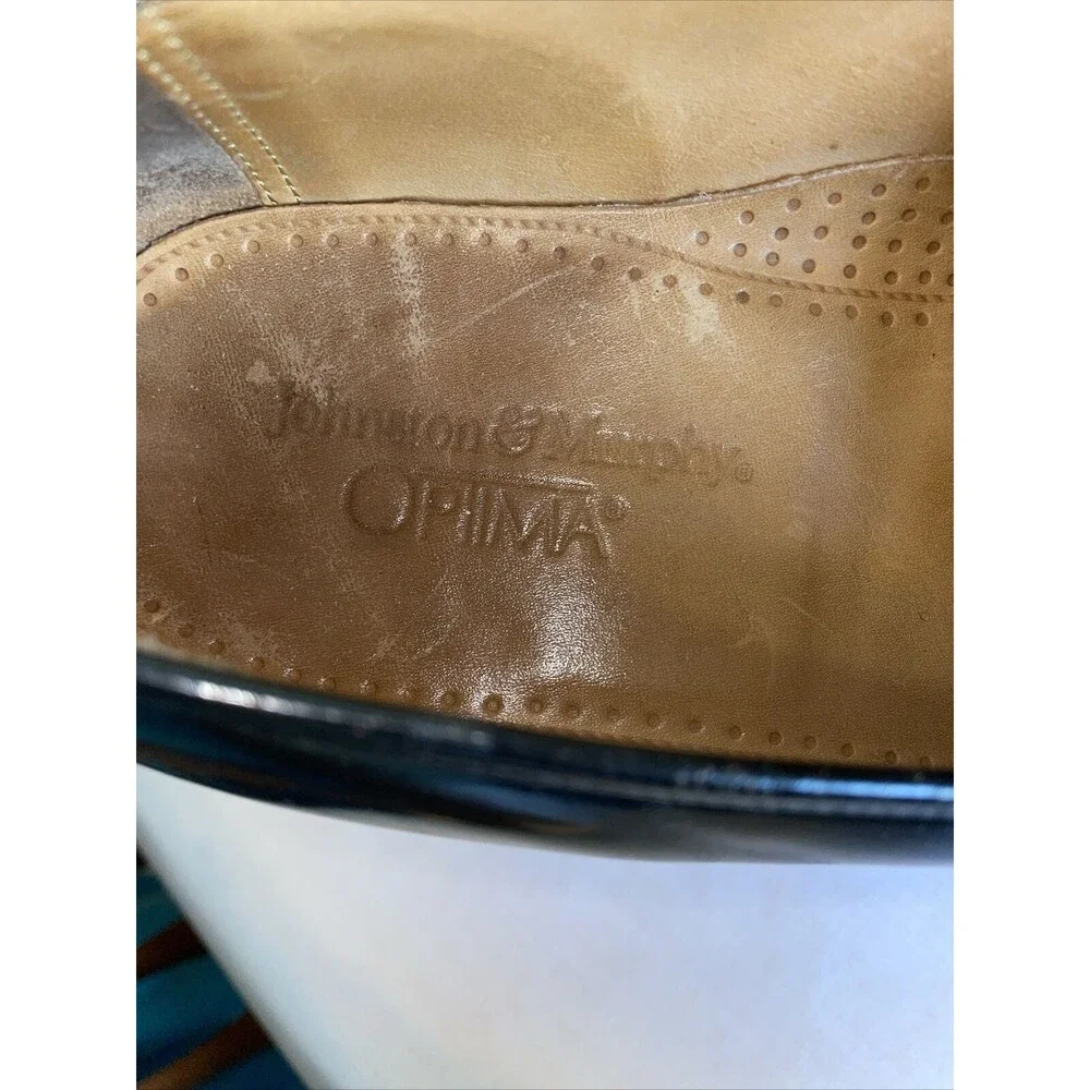 Johnston & Murphy Optima Wingtip Loafers Mens Size 8 D Black Leather Slip On